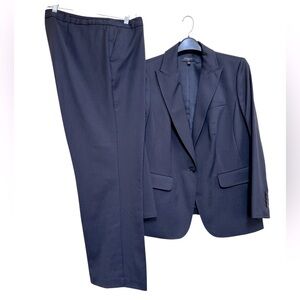 Talbots Black Pinstripe Wide-Leg Suiting Trouser Pants 18W